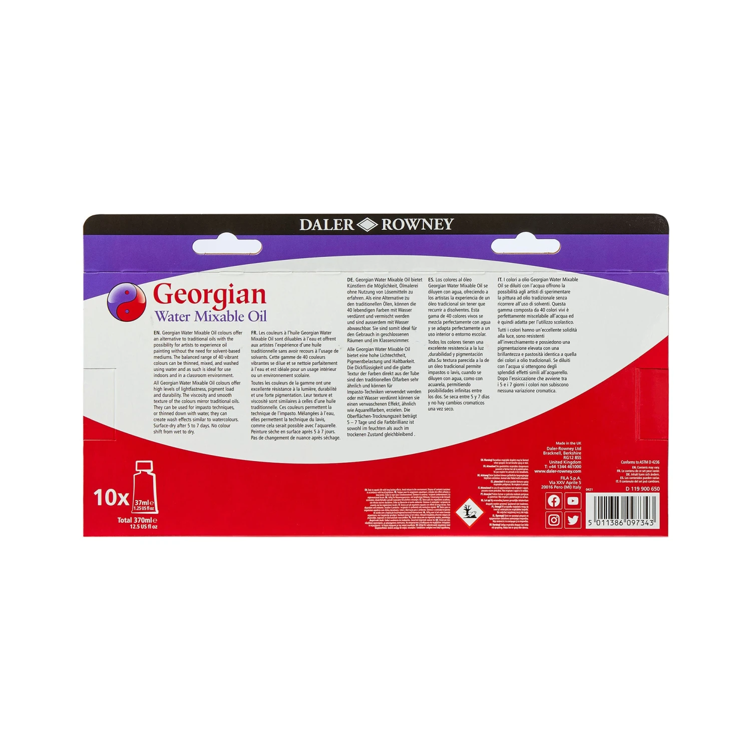 Daler-Rowney Georgian Water Mixable Oil Set - 10 X 37ml Tubes 2 Daler-Rowney Georgian Water Mixable Oil Set - 10 X 37ml Tubes - Image 2