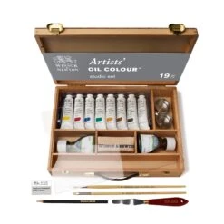 W&N Artists Oil Tube Bamboo Travel Box -ARTdiscount WN AOC STUDIO SET OPEN DHI 094376998429