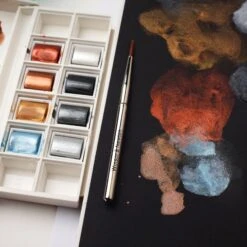 Winsor & Newton Watercolour 8 Half Pan Metallic Pocket Set -ARTdiscount WN COTMAN WATERCOLOUR 8HP METALLICS POCKET SET 55