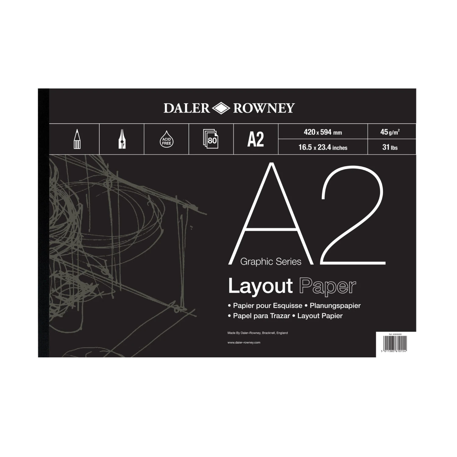 Daler-Rowney Layout Pad - 45gsm - 80 Sheets 4 Daler-Rowney Layout Pad - 45gsm - 80 Sheets - Image 4