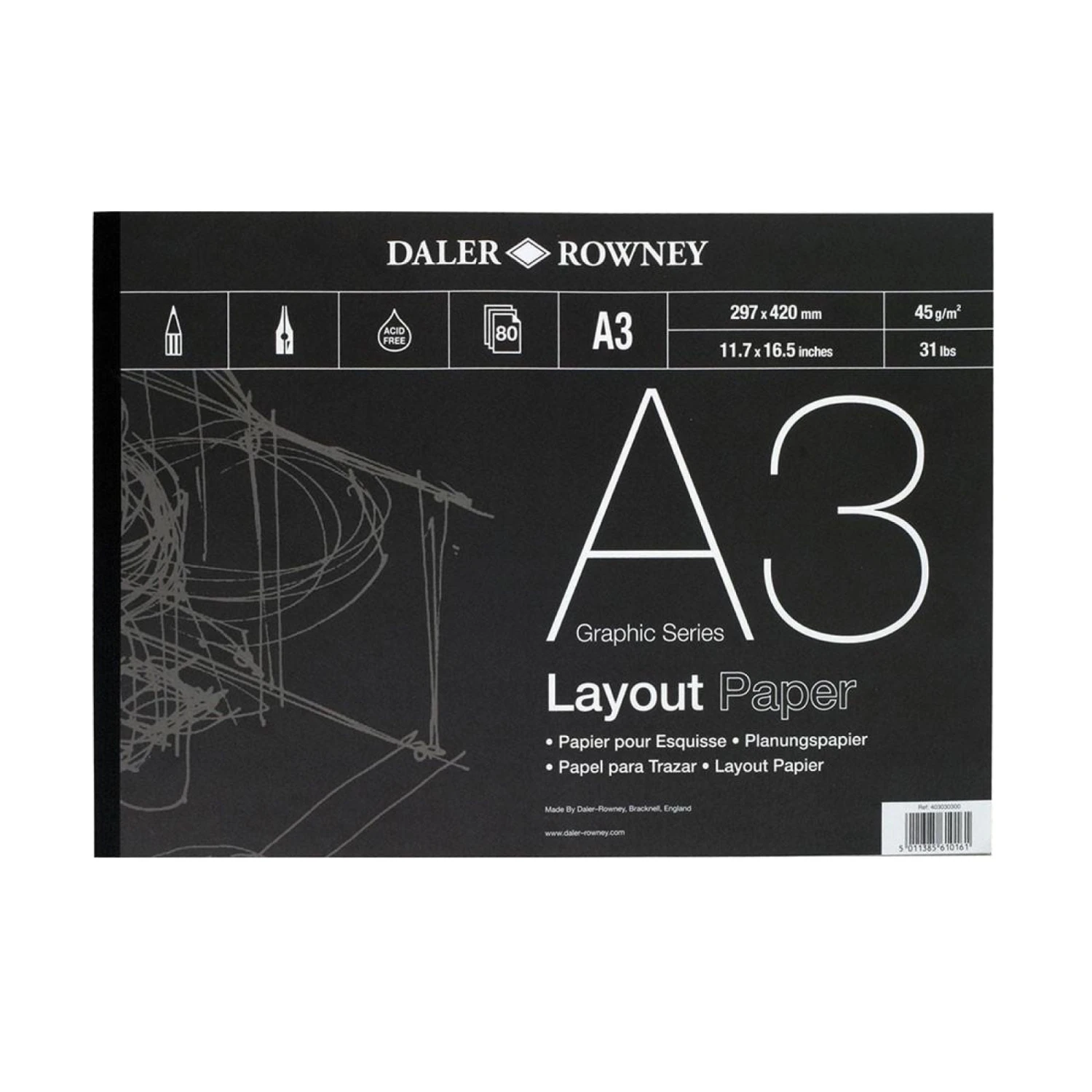 Daler-Rowney Layout Pad - 45gsm - 80 Sheets 3 Daler-Rowney Layout Pad - 45gsm - 80 Sheets - Image 3