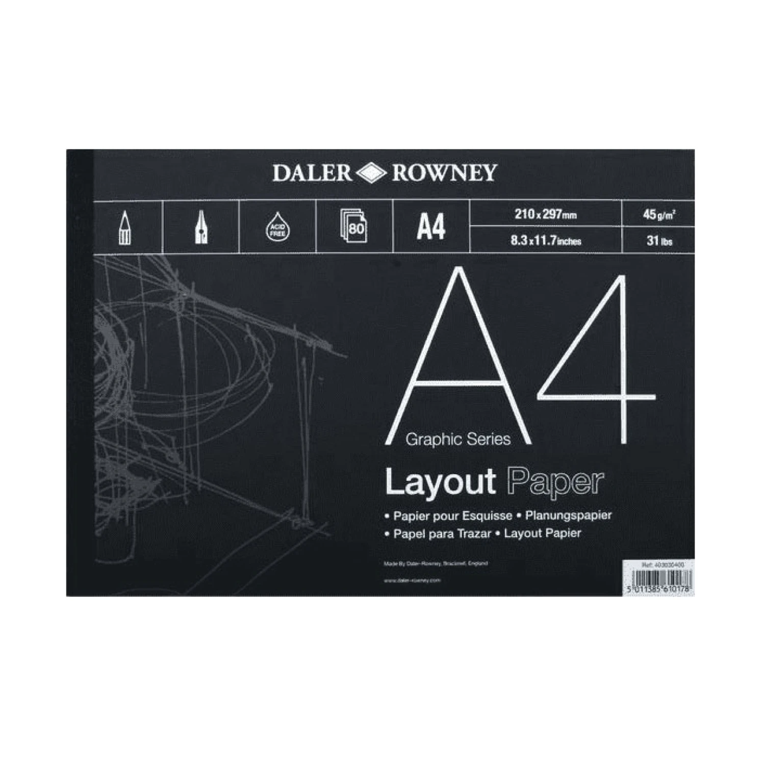 Daler-Rowney Layout Pad - 45gsm - 80 Sheets 2 Daler-Rowney Layout Pad - 45gsm - 80 Sheets - Image 2