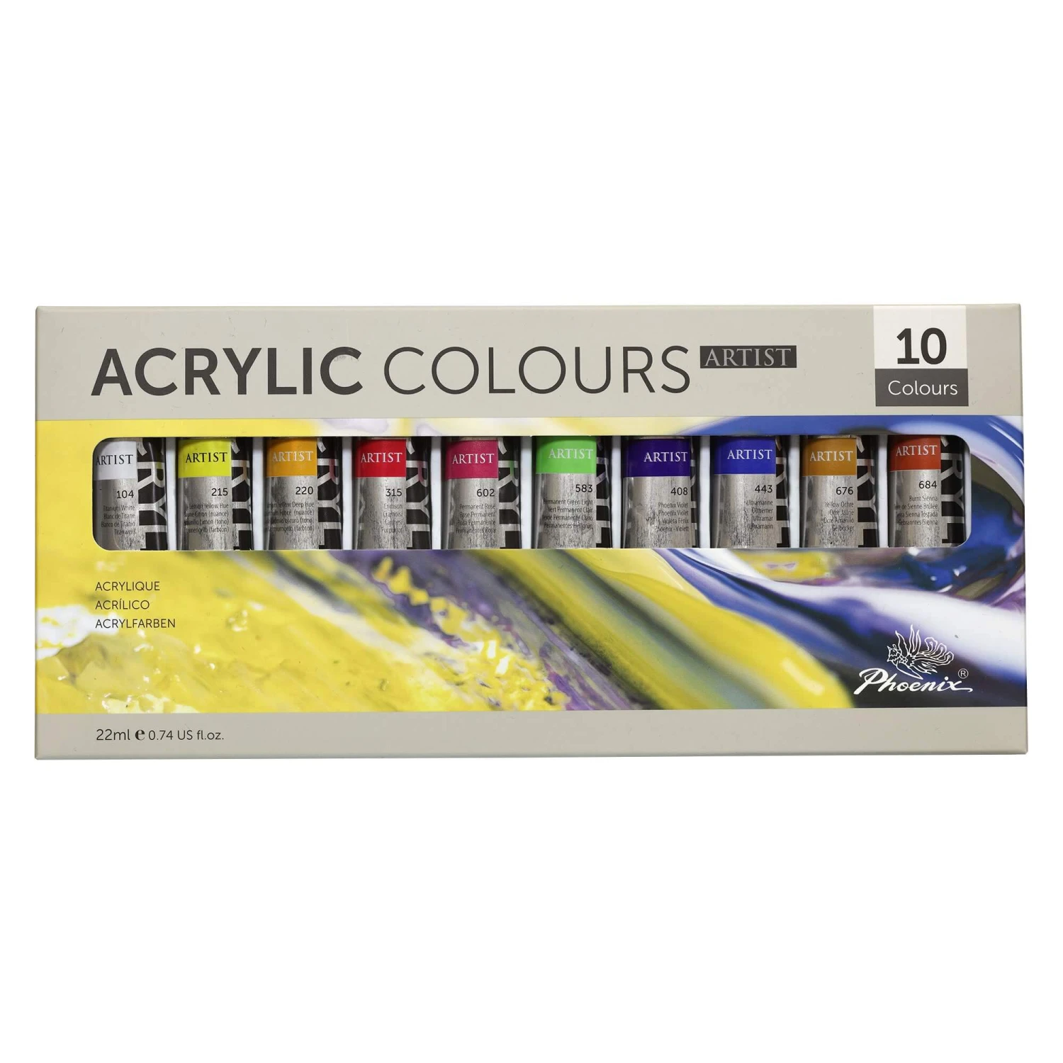 PHOENIX Studio Acrylic Paint Set For Artists - 10 X 22ml Tubes 1 PHOENIX Studio Acrylic Paint Set For Artists - 10 X 22ml Tubes