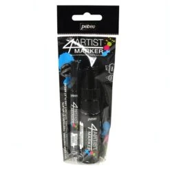 Pebeo 4Artist Set Of 2 BLACK Markers (2mm & 8mm Nibs)