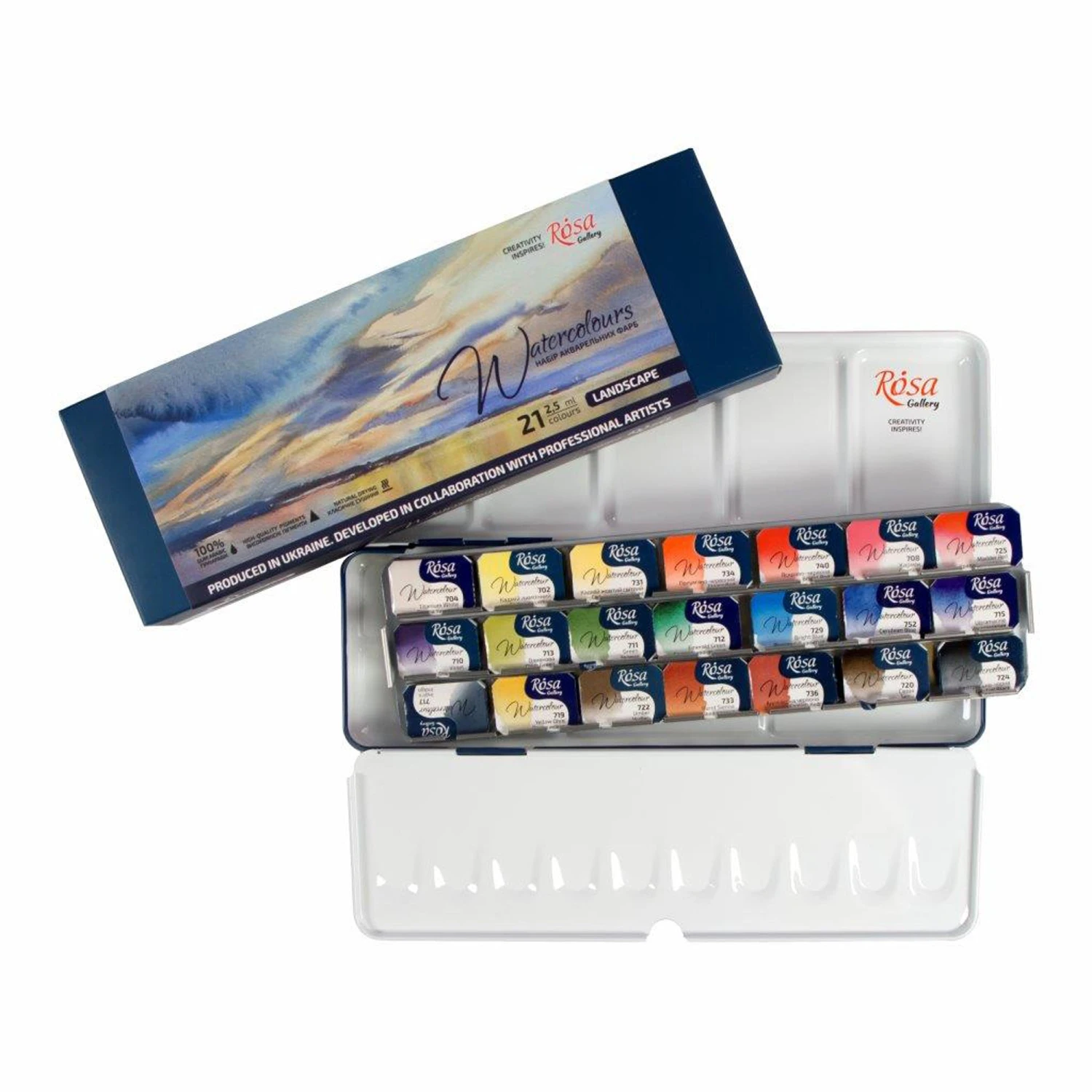 Rosa Gallery Watercolour - 21 Whole Pan Tin Set - Landscape 1 Rosa Gallery Watercolour - 21 Whole Pan Tin Set - Landscape