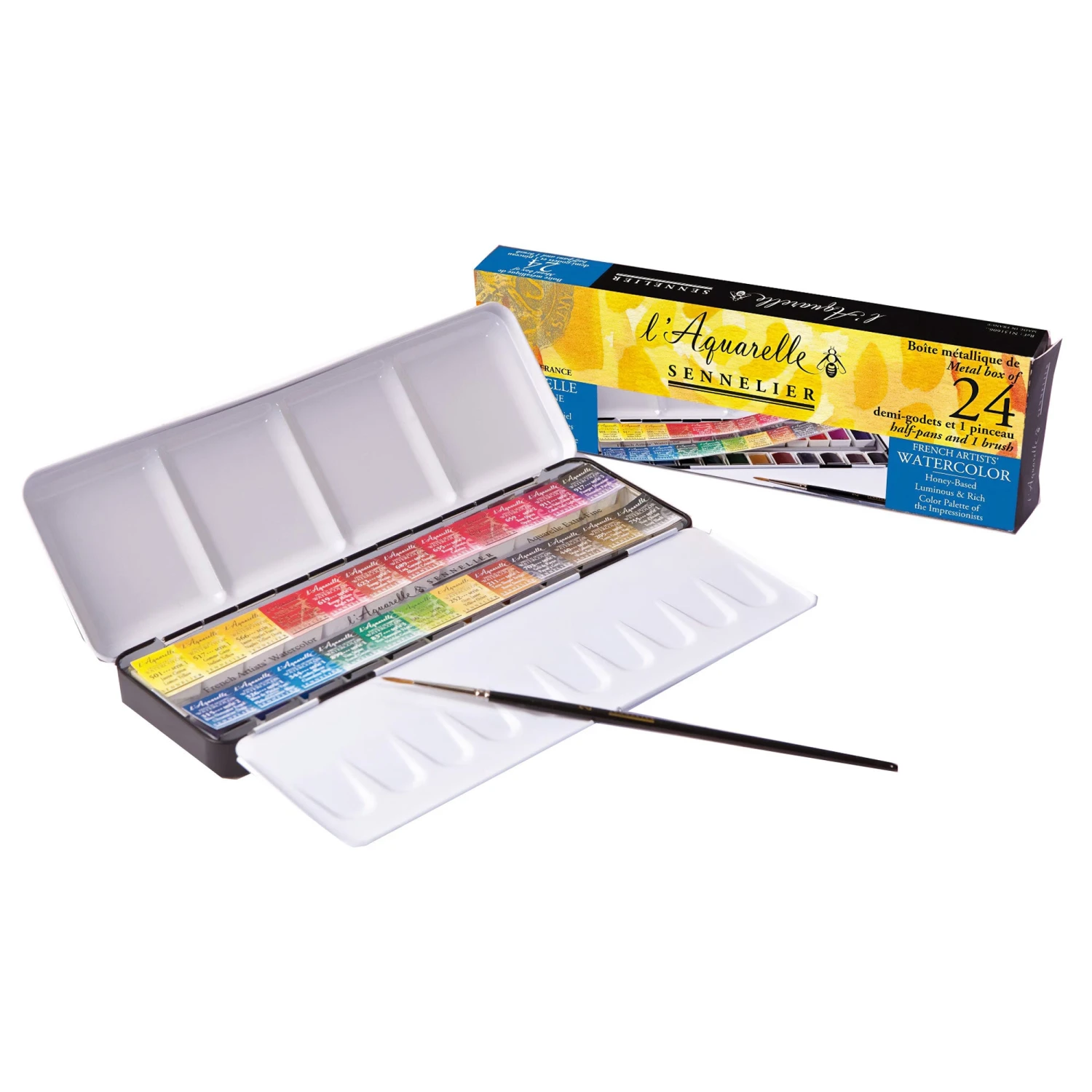 Sennelier L'Aquarelle Set - Metal Box Of 24 Half Pans 1 Sennelier L'Aquarelle Set - Metal Box Of 24 Half Pans