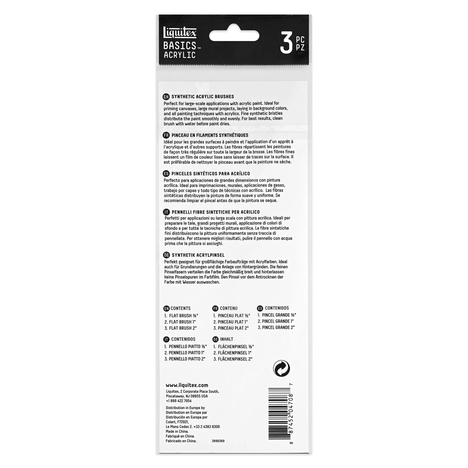 Liquitex Basics Synthetic Acrylic Brushes - Pack Of 3 3 Liquitex Basics Synthetic Acrylic Brushes - Pack Of 3 - Image 3