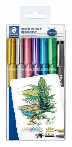 Staedtler Metallic Markers + Pigment Liner - Set Of 7