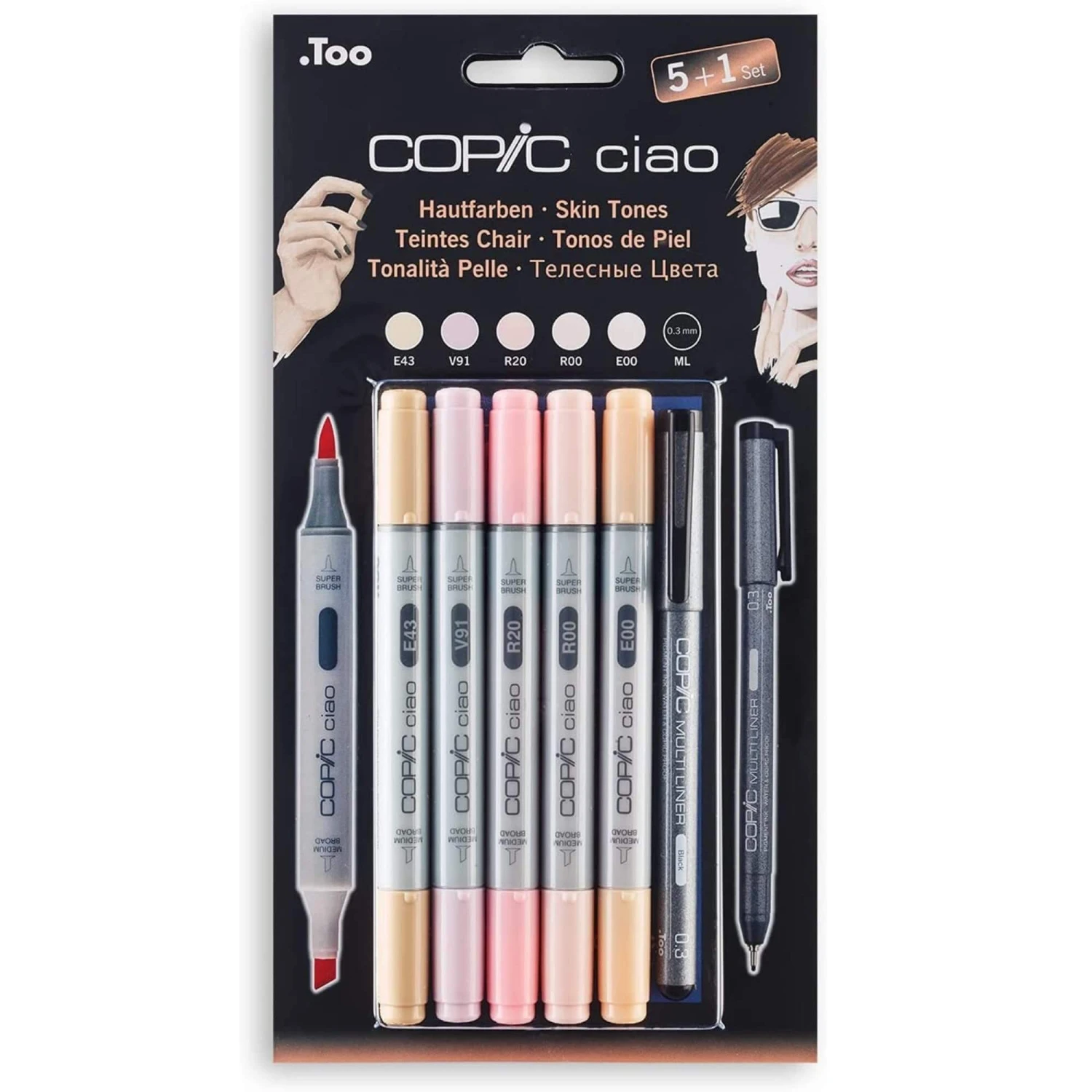 COPIC Ciao Marker 5+1 Skin Tones Set 1 COPIC Ciao Marker 5+1 Skin Tones Set