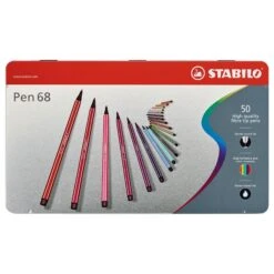 STABILO Pen 68 Metal Box Of 50 Assorted Colours