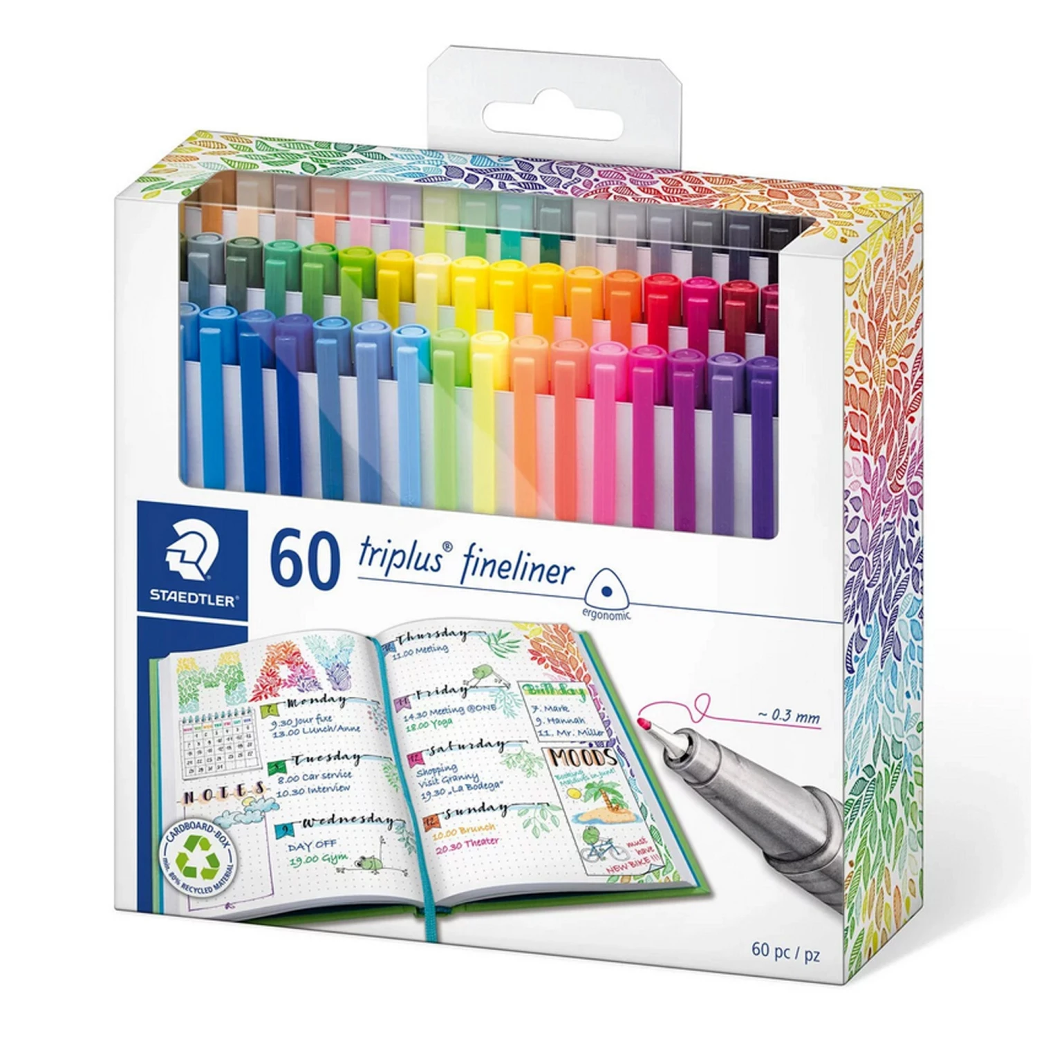 Staedtler Triplus Fineliner Pack Of 60 Assorted Colours 1 Staedtler Triplus Fineliner Pack Of 60 Assorted Colours