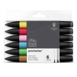 Winsor & Newton Promarkers Collectors Sets Of 6 7 Winsor & Newton Promarkers Collectors Sets Of 6 -ARTdiscount winsor newton promarker set mid tones